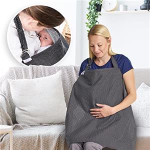 Juicy Bumbles Copri Seno Allattamento con Tasche - Lenzuolo Allattamento Morbido e Traspirante - Coperta per Allattamento (Nera)