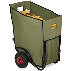 Relaxdays Carrello da Giardino, Maxi Trolley con Sacco, 2 Ruote ad Aria, Pieghevole, 160 l, Verde