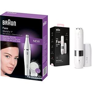 Braun Face Spa, Depilatore Donna Epilatore Viso, Accessori Inclusi, Ideale per la Pulizia del Viso, 100% impermeabile, 810 Bianco & Face Rasoio Viso Donna Elettrico Tocco Finale Per Baffetti