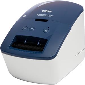 Brother QL-600B Stampante per Etichette Termica Diretta 300 x 600 DPI, USB, Fino a 62 mm, Design Compatto Blu