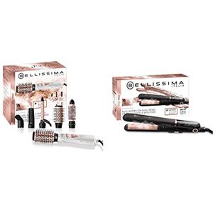 Bellissima Imetec Steam B28 100 Piastra per Capelli Professionale a Vapore, Effetto Liscio a Lungo & Imetec GH18 1100 Modellatore ad Aria, Rivestimento spazzole in Ceramica