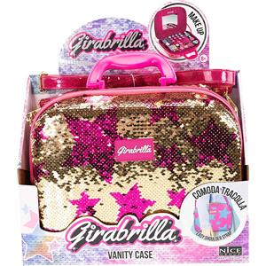 Girabrilla Valigetta Trucco Oro con Stelle Fucsia - Kit Completo con Paillettes Reversibili