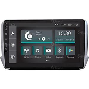 Jf Sound car audio system Autoradio Custom Fit per Peugeot 2008 e 208 Android GPS Bluetooth WiFi Dab USB Full HD Touchscreen Display 9, Nero