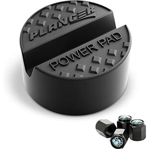 PLANGER® - Power Pad + 4 Tappi di Ventilazione - Tampone in Gomma per Cric con Scanalatura - Pad Antiscivolo per Crick Idraulico Auto - Adattatore Crick per Auto Resistente