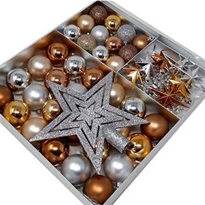 ToCi Set di decorazioni per albero di Natale | 45 pezzi con palline di Natale, stelle, decorazioni di arredamento | Natale Albero Pendenti | Bellissime decorazioni per albero di Natale in colori assortiti