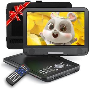 YOTON Lettore DVD Portatile da 12,5 con Schermo Girevole HD da 10,5 per Auto e Bambini, con Caricatore per Auto, Supporta 6 Ore di Batteria Integrata e USB/scheda SD/sincronizzazione TV