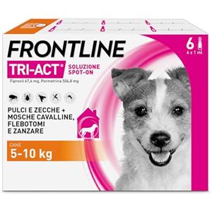 FRONTLINE Triact, 6 Pipette, Cane S (5-10Kg), Antiparassitario per Cani e Cuccioli di Lunga Durata, Protegge il Cane da Pulci, Zecche, Zanzare, Pappataci e Leishmaniosi, Antipulci 6 Pipette