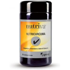 Nutriva Nutricurcuma 30 Compresse 1200 mg - Integratore Antiossidante con Curcuma e Piperina, Senza Zuccheri e Lattosio