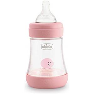 Chicco Perfect 5 Biberon Anticolica, Bimba, 150 ml, Silicone, 1 Foro, Rosa