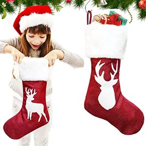 BHGWR Calze Natalizie da Appendere Personalizzate Set di 2, Grandi Calza Natalizia Personalizzata, Calze Babbo di Natale Regali Calze Befana Vuote da Personalizzare Decorazioni Natalizie per la Casa Camino
