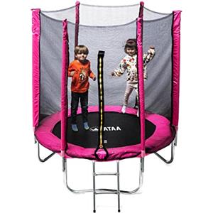 ATAA Trampolino per bambini 185 - Trampolino per bambini con rete di sicurezza ideale per interni ed esterni (rosa)