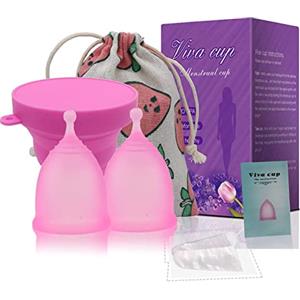 Aomiduo Coppetta Mestruale Morbida Kit 2 Pezzi S+L Lavabili Sterilizzatore Silicone Medicale Anallergica Riutilizzabile 12 Ore 25-30ml Ideale Per Principiante Coppette Mestruali (tazza da viaggio presentata)