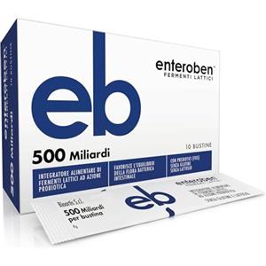 Enteroben - Integratore Alimentare di Fermenti Lattici Ad Azione Probiotica - La Carica Batterica Che Fa La Differenza (500 MLD 10 Bustine)
