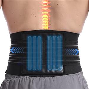 Paskyee Fascia Lombare Supporto con 6 supporti - Tutore per la schiena per alleviare il dolore da scoliosi e sciatica - Cintura di supporto lombare per uomini e donne