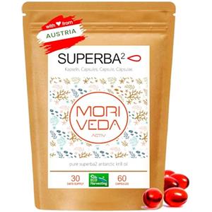 MoriVeda Superba Capsule di olio di krill premium, con rivoluzionario olio Omega 3, astaxantina esterificata, antiossidanti e vitamine, certificato MSC e sostenibile, 60 capsule softgel