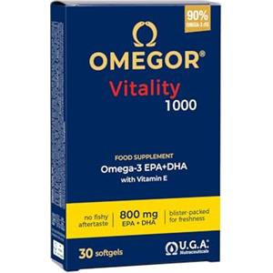 Omegor Omega 3 IFOS 5 Stelle OMEGOR Vitality 1000 - Omega3 EPA 535mg e DHA 268 mg - 30 Capsule Senza Retrogusto e Facili da Digerire