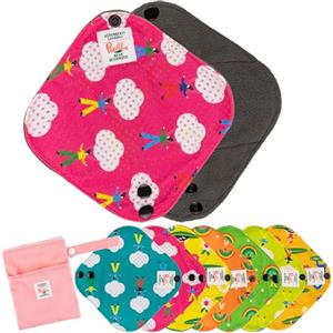 Bear Design&Co Assorbenti Ecologici Lavabili con Sistema Antiscivolo, in Fibra di Bamboo, Salvaslip Igienici Riutilizzabili, Set da 7pz, Antibatterici, Antiodori e Impermeabili, Salvaslip Piccoli