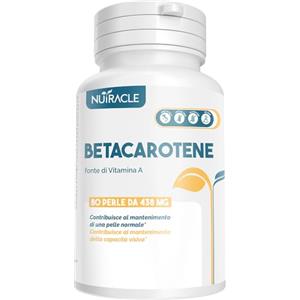 Nutracle Betacarotene perle da 438 mg | Integratore per Abbronzatura Forte | Sostegno per la Vista Alta Concentrazione di Pro Vitamina A (80 perle (1 Confezione))