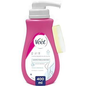 Veet Crema Depilatoria per il Corpo da Usare sotto la doccia da Donna con Dosatore, Pelle Sensibile, 400 ml