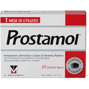 Prostamol 30 Capsule Molli - Integratore Alimentare a base di Serenoa repens (320 mg) per la Funzionalità della Prostata e delle Vie Urinarie. Senza Glutine.