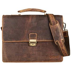 STILORD 'Rion' Borsa ventiquattrore uomo in pelle Cartella Valigetta 24 ore in cuoio modello classico vintage Portadocumenti per l'ufficio, Colore:marrone medio