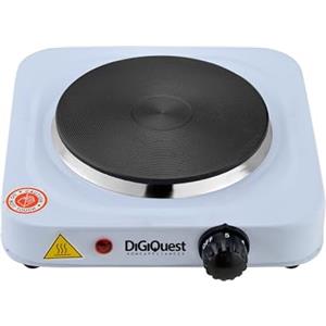 DIGIQUEST Mini fornello elettrico con piastra in ghisa FEL1P15, Ideale in viaggio e campeggio, 15.5 cm diametro, Termostato Regolabile, 1000W