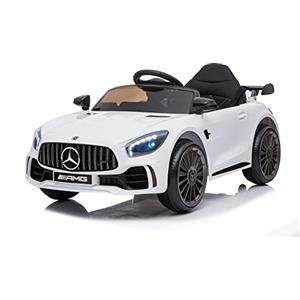 Tecnobike Shop Auto Macchina Elettrica Per Bambini Mercedes - Benz GTR GT-R AMG 12V - Small Luci LED Suoni Mp3 Telecomando (Bianco)
