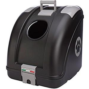 POW Pet Carrier Trasportino per Cani E Gatti da Agganciare A Scooter, Moto, Bicicletta E Adatto Anche in Auto - Nero con Inserti Grigi