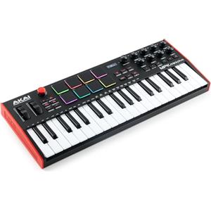 Akai Professional MPK Mini Plus - Controller tastiera MIDI USB a 37 tasti per Mac e PC con 8 pad MPC RGB, manopole rotary e software musicale