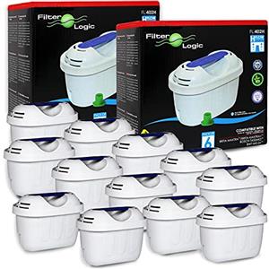 Filterlogic FL402H | Pacco da 12 - Cartuccia filtrante compatibile con Brita Maxtra+ Filtro Acqua per Caraffa Marella Style Aluna Elemaris Flow XL cool