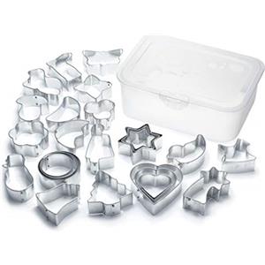 Grizzly Set Da 25 Stampi Formine in una scatola Per Biscotti Forme Varie Assortite in Metallo - Coppapasta Per Biscotti, Tartine, Decorazioni in Pasta da Zucchero e Cake Design