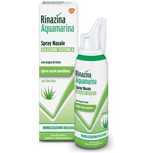 HALEON Rinazina Aquamarina Spray Nasale Isotonico con Aloe Vera 100 ml - Nebulizzazione Delicata per Igiene e Idratazione del Naso