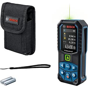 Bosch Professional Metro Laser Distanziometro Laser GLM 50-23 G (laser verde, sensore di inclinazione, campo misura: fino a 50 m, robusto, IP65, ± 1,5 mm*, 2 batterie AA, tracolla, sacchetto)