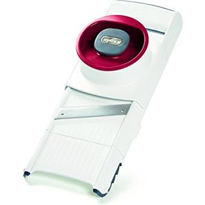 Zyliss E900027 Affettatrice e Grattugia 4 in 1, Plastica, Acciaio Inossidabile, Bianco, Rosso, Tagliaverdure Multifunzionale Mandolino Manuale, Lavabile in Lavastoviglie