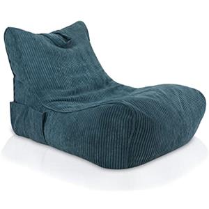 Ecopuf Flavio Chaise Longue Salotto Pouf Velluto - Pouf Morbido Sacco con Tasca e Maniglia, Imbottito - Poltrona Relax - Pouf a Sacco - Arredamento Casa - Blu Avio Sz75