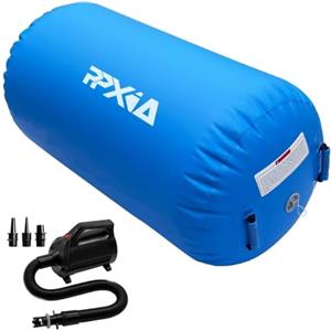 PPXIA Air Roll Tappetino Gonfiabile, Cilindro d'Aria da Palestra, Rullino per Ginnastica, Tumbling e Yoga con Pompa per Allenamento (Rosa, 100 x 80 cm)