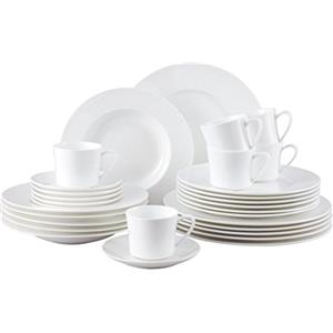 Rosenthal 61040-800001-18743 Jade - Servizio da tavola in Porcellana fine Bone China, 30 Pezzi, Colore: Bianco