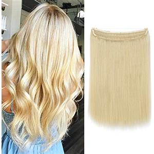 Silk-co Extension con Filo Trasparente Fascia Unica Extension per Capelli Lisci One piece Wire in Hair Extension Filo Invisibile 40cm-Biondo Chiarissimo