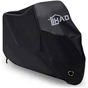 LIHAO Copertura di protezione per moto impermeabile, resistente al freddo e alle intemperie, protegge dalla polvere 190T - Nero, XXL