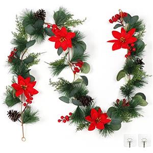 SOMYTING Ghirlanda di Natale Decorazioni Ghirlanda di Natale Artificiale Decorazione Natalizia Pianta Artificiale in Rattan Decorazione per Camino Albero di Natale Decorazione Natalizia