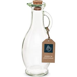 Hesørd Bottiglia di vetro vuota/bottiglia di olio da riempire, caraffa da 250 ml con tappo di sughero, per olio, aceto, vino, liquori con i pasti o panna e latte con il caffè