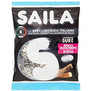 Saila - Compresse alla Liquirizia, Caramelle Senza Zucchero, con Estratto di Stevia - 75 gr