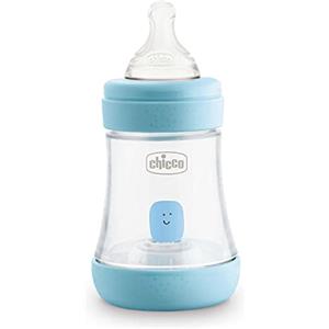 Chicco Perfect 5 Biberon Anticolica, Bimbo, 150 ml, Silicone, 1 Foro, Azzurro