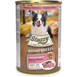 Stuzzy Monoprotein Maiale Fresco - Cibo Umido per Cani Adulti e Cuccioli - Lattina da 400 gr, Gluten Free e Digeribile