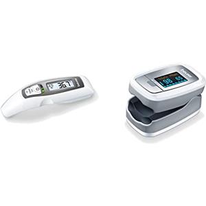 Beurer FT 65 Termometro Multifunzione 6 in 1 & PO 30 Saturimetro per il Monitoraggio della Saturazione di Ossigeno nel Sangue e del Battito Cardiaco