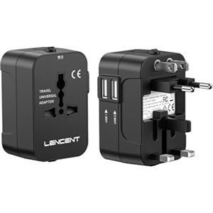 LENCENT Adattatore Universale da Viaggio, LENCENT All in One Caricatore Adattatore di Alimentazione Internazionali con Doppia Porta Caricabatterie USB per USA UK Americane oltre 150 i Paesi nel Mondo