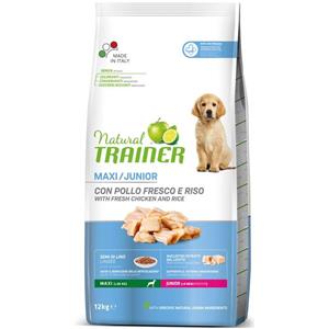 Trainer Natural Maxi Junior Pollo e Riso - Cibo Secco per Cani Cuccioli di Taglia Grande - Sacco da 12kg
