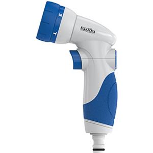Aqua Control Pistola One-Touch, Colore Blu Bianco, Pistola di irrigazione per Tubo con Attacco Standard, gestita con 2 Dita. Spruzzatore ergonomico Molto Facile da maneggiare.