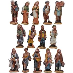 Rossi Rosa Statuine Pastori in resina da 10 cm Personaggi per Presepe 14 pezzi