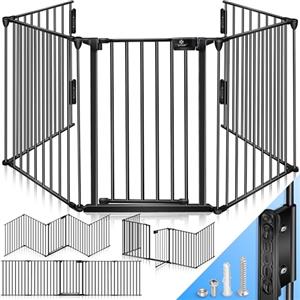 KESSER® Cancelletto di protezione per camino con porta in metallo, per sicurezza per bambini,